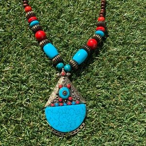 Women necklace one piece handmade unique turquoise